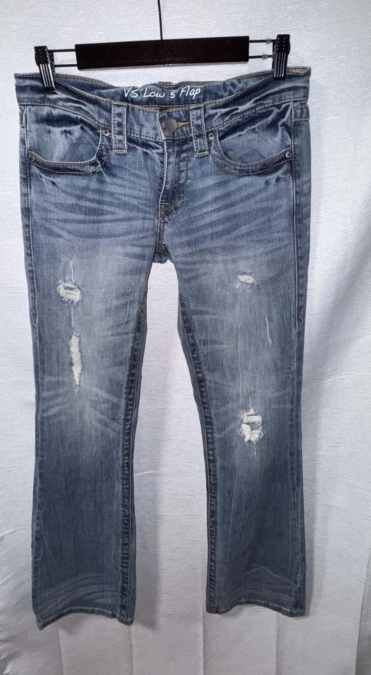 Victoria's Secret VS Low 5 Flap Pocket Distressed Jeans